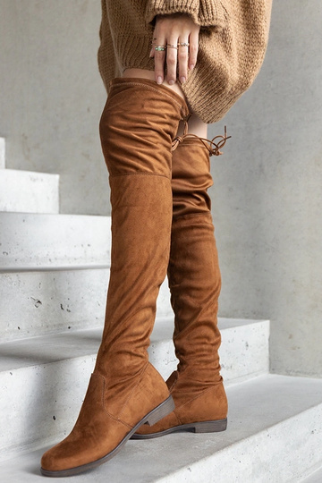 Hallora braune Kunstwildleder-Schuhe mit Plattform 2