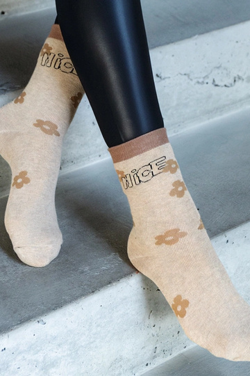 Beige warme Socken Sella