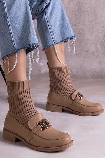 Dunkelbeige Stiefeletten...