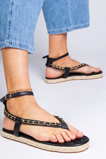 Schwarze Sandalen mit Kettendekoration Varieur 2