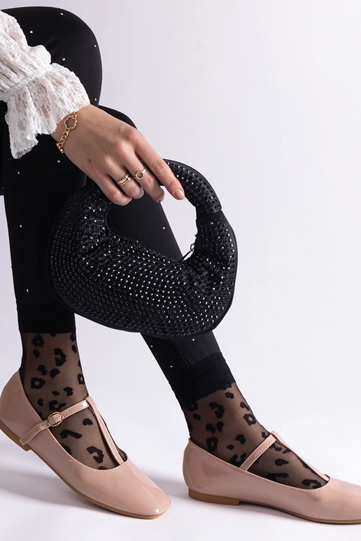 Beige Ballerinas aus Lackleder mit... Beige Ballerinas aus Lackleder mit...