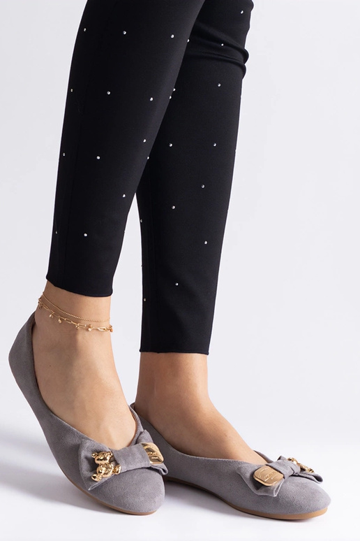 Graue Ballerinas mit Schleife und...