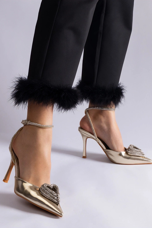 Goldene High Heels mit offener Ferse...