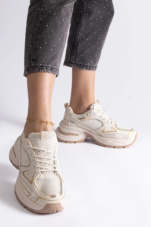 Beige Sneaker mit massiver Adom-Sohle Beige Sneaker mit massiver Adom-Sohle