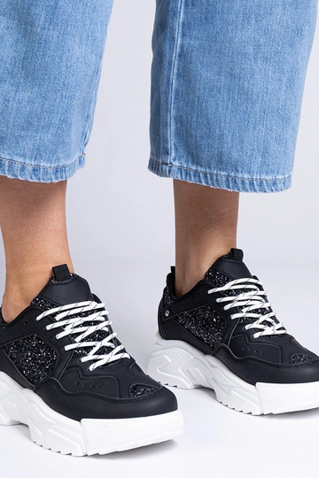 Schwarze Damensneaker mit Glitzerakzenten Caraballo 2