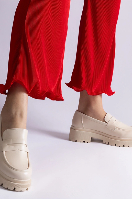 Beige Mokassins aus Ökoleder Fiorenza