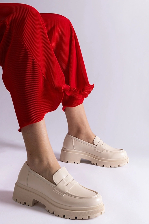 Beige Mokassins aus Ökoleder Fiorenza