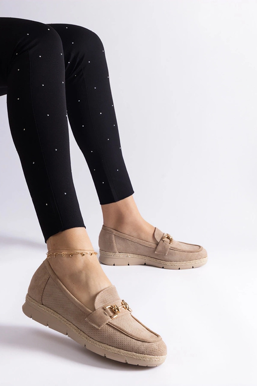 Beige Damen durchbrochene Mokassins...