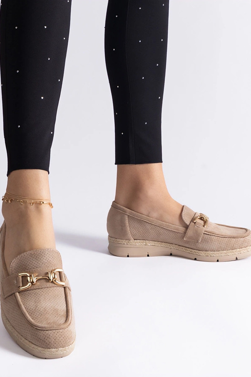 Beige Damen durchbrochene Mokassins...