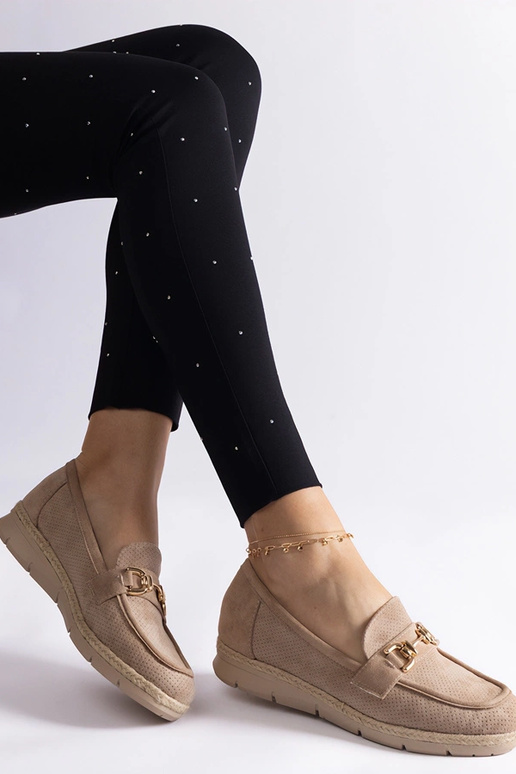 Beige Damen durchbrochene Mokassins...