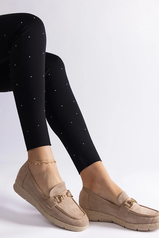 Beige Damen durchbrochene Mokassins...