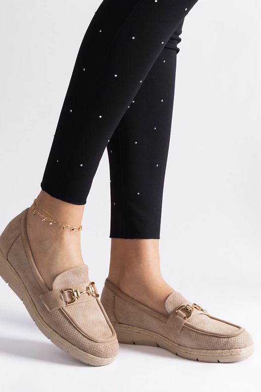 Beige Damen durchbrochene Mokassins...