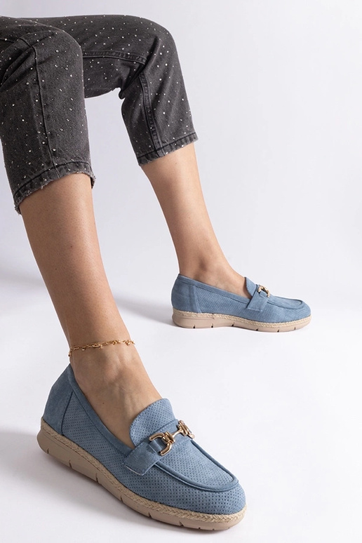 Blaue Damen Schuhe aus Kunstwildleder...