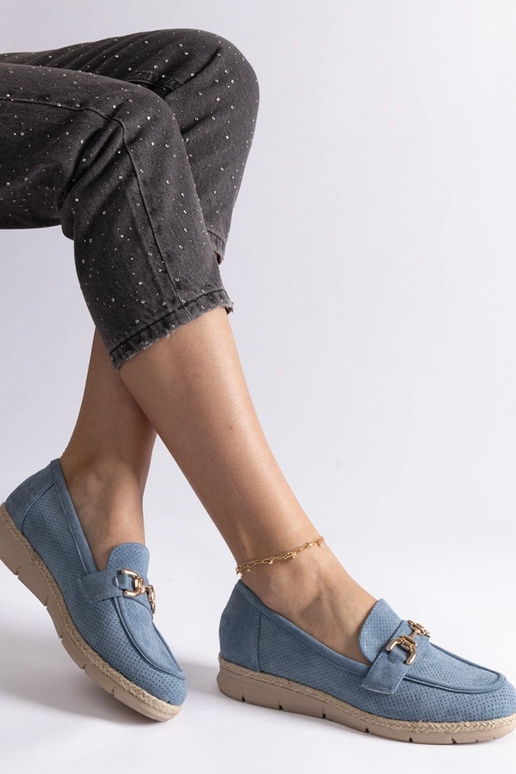 Blaue Damen Schuhe aus Kunstwildleder...