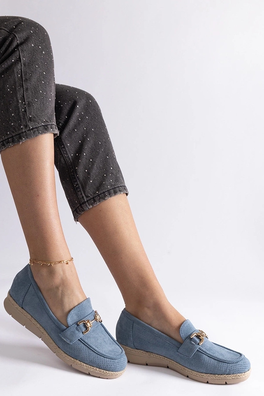 Blaue Damen Schuhe aus Kunstwildleder...