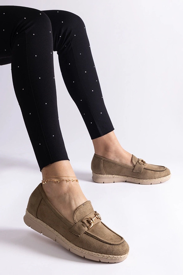 Grüne Damenmokassins aus...