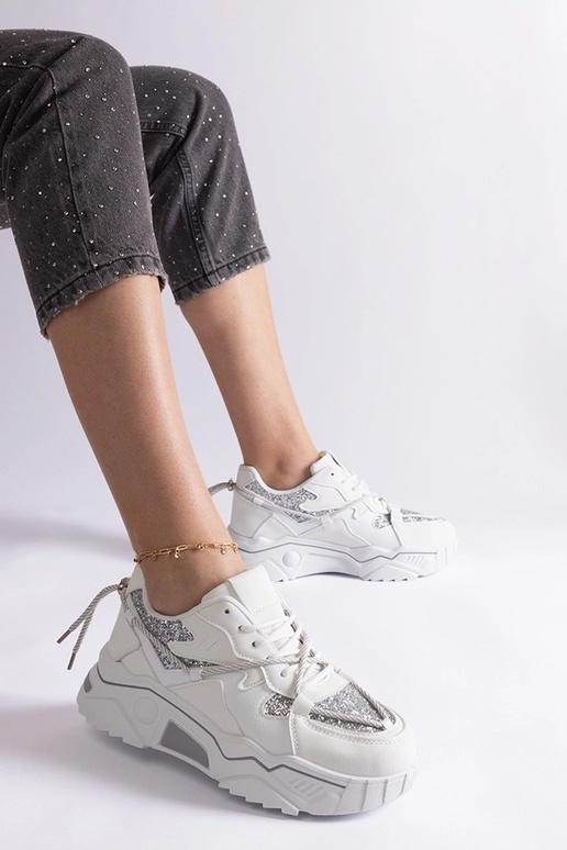 Weiße Damen-Sneaker mit Glitzer Agar Weiße Damen-Sneaker mit Glitzer Agar