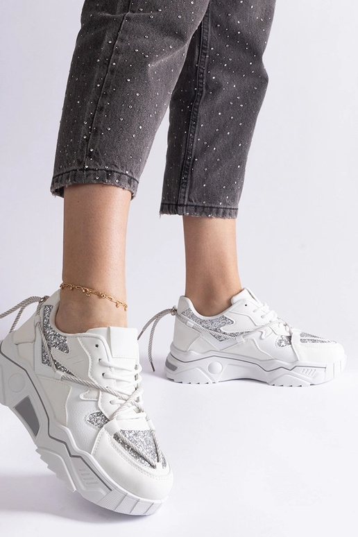 Weiße Damen-Sneaker mit Glitzer Agar Weiße Damen-Sneaker mit Glitzer Agar