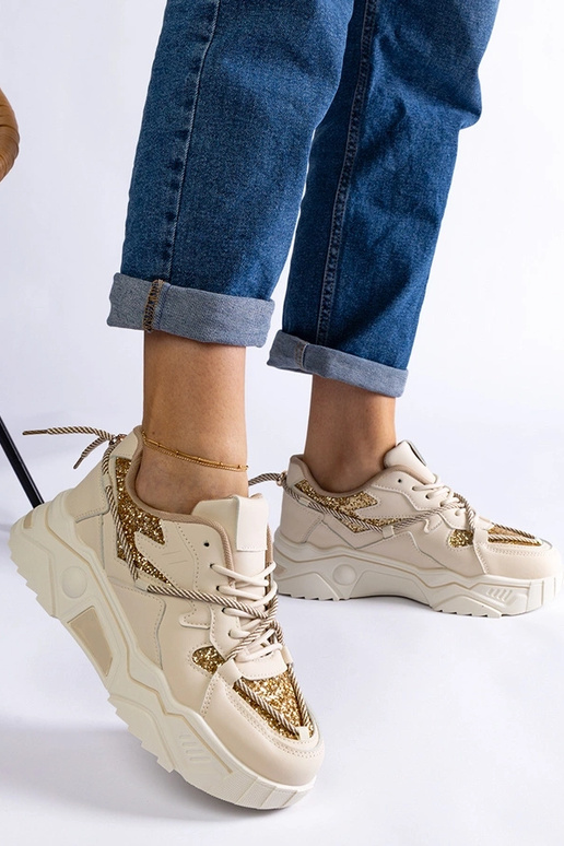 Beige Damen-Sneaker mit Glitzer Agar Beige Damen-Sneaker mit Glitzer Agar