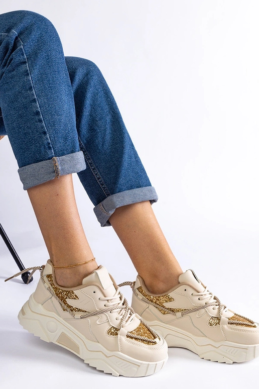 Beige Damen-Sneaker mit Glitzer Agar Beige Damen-Sneaker mit Glitzer Agar