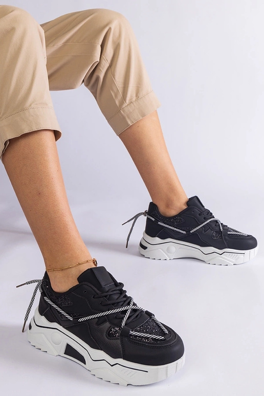 Schwarze Damen-Sneaker mit Glitzer Agar Schwarze Damen-Sneaker mit Glitzer Agar