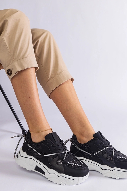 Schwarze Damen-Sneaker mit Glitzer Agar Schwarze Damen-Sneaker mit Glitzer Agar