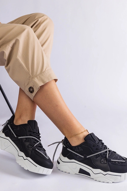 Schwarze Damen-Sneaker mit Glitzer Agar Schwarze Damen-Sneaker mit Glitzer Agar