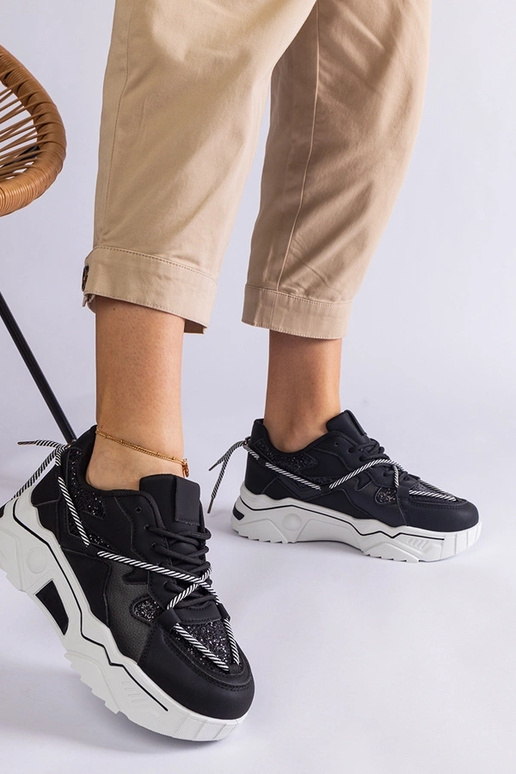 Schwarze Damen-Sneaker mit Glitzer Agar Schwarze Damen-Sneaker mit Glitzer Agar