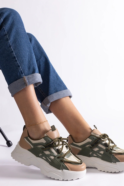 Grüne und beige Alva Damen-Sneaker Grüne und beige Alva Damen-Sneaker