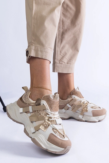 Beige Sneakers mit goldenen Einsätzen Candra 2