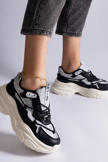 Schwarze Sneakers mit Glitzereinsätzen Rigel 2