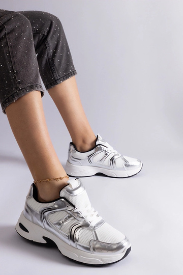 Weiße und silberne Sport-Sneakers Ena