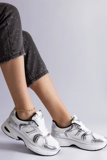 Weiße und silberne Sport-Sneakers Ena 2