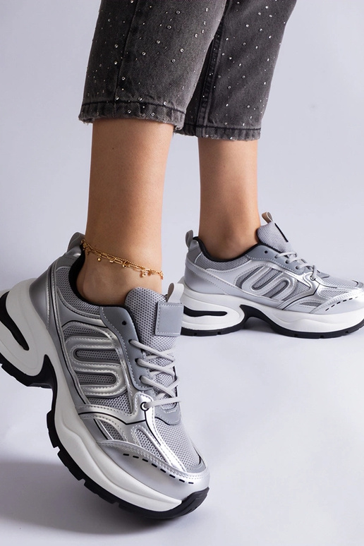 Gemre Damen silberne Sportschuhe mit... Gemre Damen silberne Sportschuhe mit...