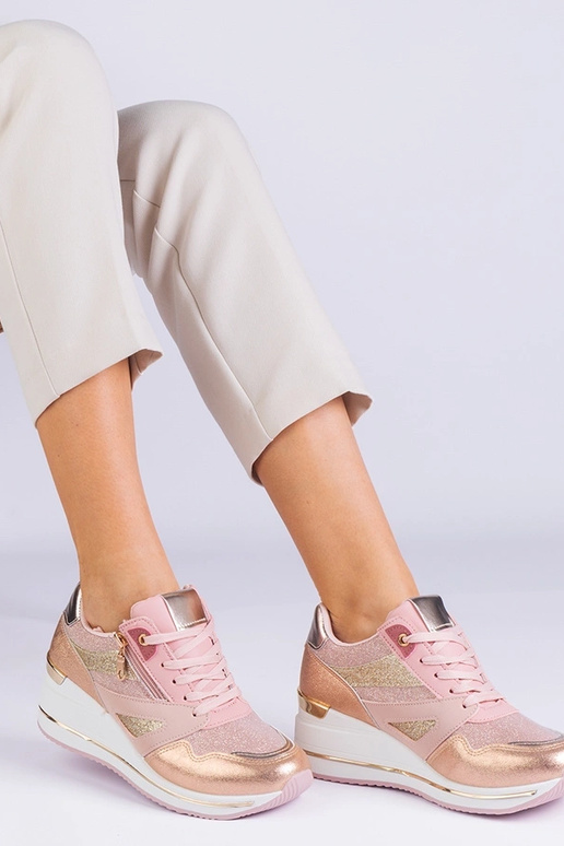 Rosa Plateau-Sportsneaker mit...