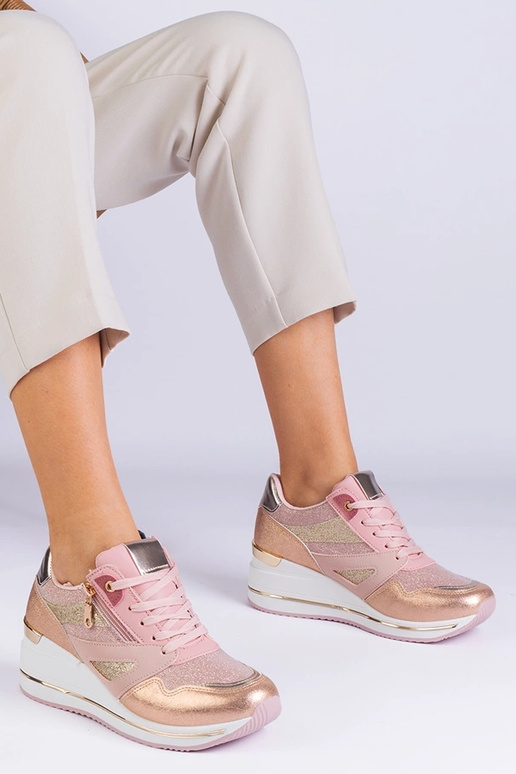 Rosa Plateau-Sportsneaker mit...