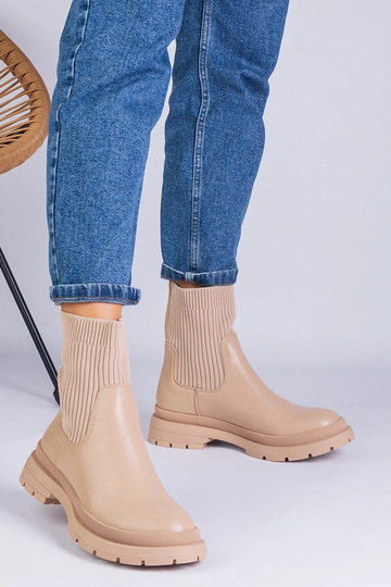 Braune Stiefeletten mit Obermaterial aus Stoff Kalvaria 2