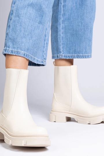 Beige Stiefeletten mit elastischem Schaft Beringo