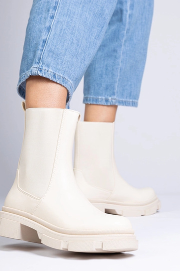 Beige Stiefeletten mit elastischem Schaft Beringo 2