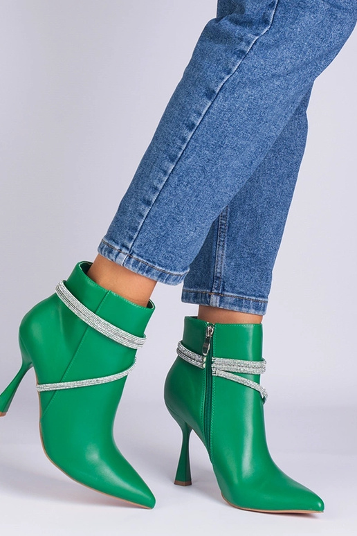 Grüne Stiefeletten mit hohem Absatz,... Grüne Stiefeletten mit hohem Absatz,...