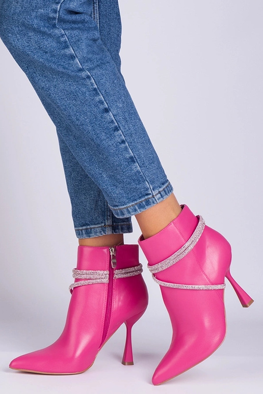 Rosa High Heel Stiefeletten mit...