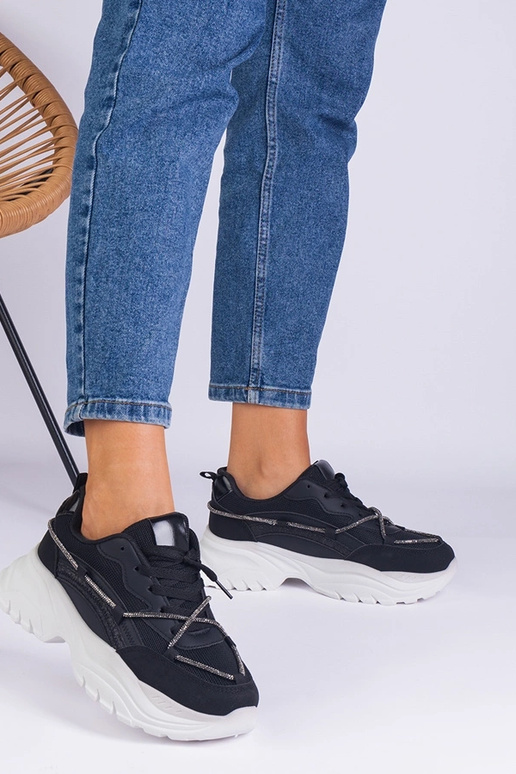 Schwarze Damen-Sneakers verziert mit...