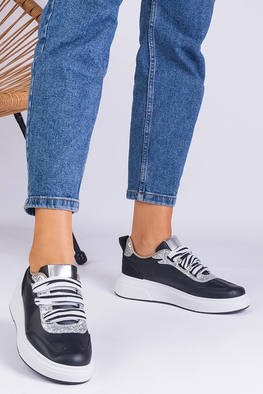 Schwarze Damen-Sneaker mit Glitzer... Schwarze Damen-Sneaker mit Glitzer...