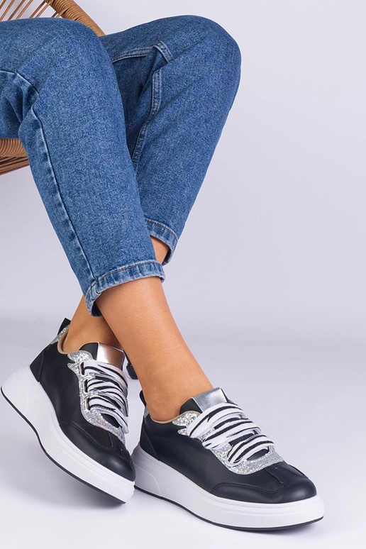 Schwarze Damen-Sneaker mit Glitzer... Schwarze Damen-Sneaker mit Glitzer...