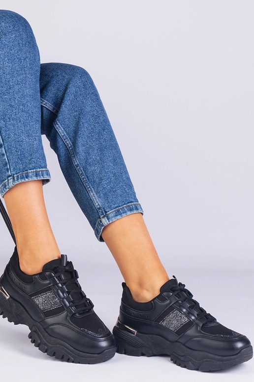 Schwarze Damen-Sneaker mit Glitzer... Schwarze Damen-Sneaker mit Glitzer...