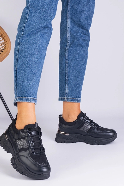 Schwarze Damen-Sneaker mit Glitzer... Schwarze Damen-Sneaker mit Glitzer...