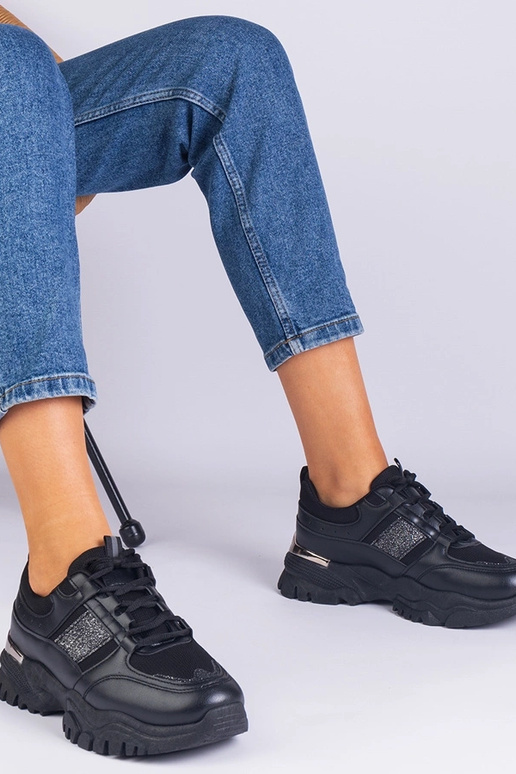 Schwarze Damen-Sneaker mit Glitzer... Schwarze Damen-Sneaker mit Glitzer...