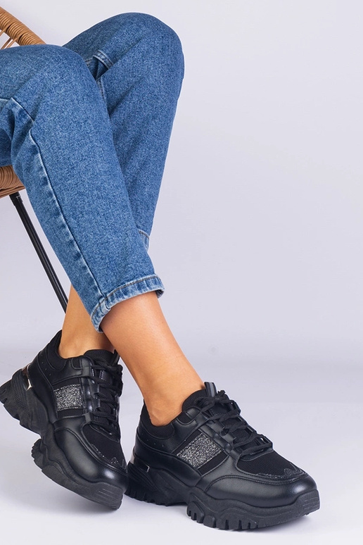 Schwarze Damen-Sneaker mit Glitzer... Schwarze Damen-Sneaker mit Glitzer...