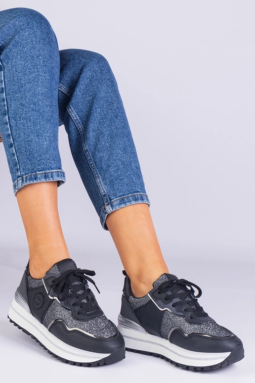 Schwarze Damen-Sneaker mit Glitzer... Schwarze Damen-Sneaker mit Glitzer...