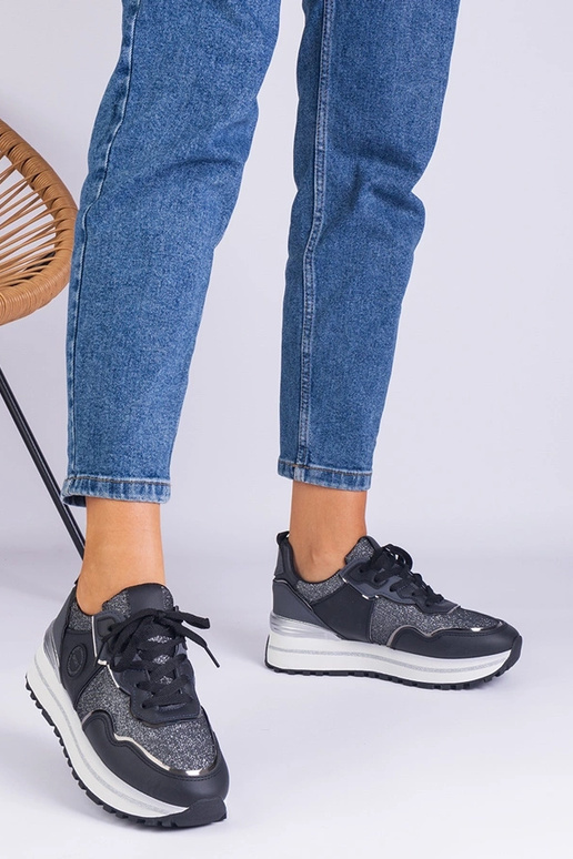 Schwarze Damen-Sneaker mit Glitzer... Schwarze Damen-Sneaker mit Glitzer...